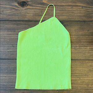 Zara Lime Green One-Strap Ribbed Tank